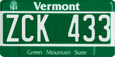 VT license plate ZCK433
