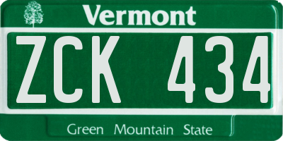 VT license plate ZCK434