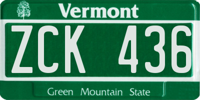 VT license plate ZCK436