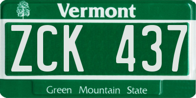 VT license plate ZCK437