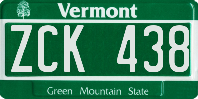 VT license plate ZCK438