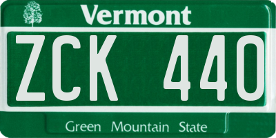 VT license plate ZCK440