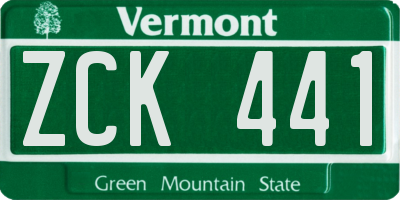 VT license plate ZCK441
