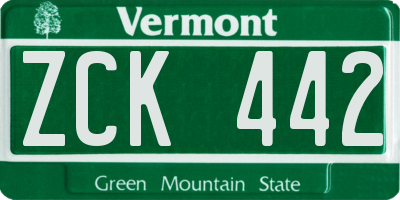 VT license plate ZCK442