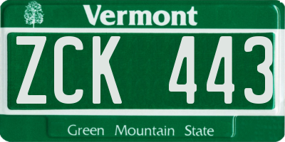 VT license plate ZCK443
