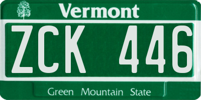 VT license plate ZCK446