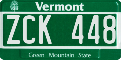 VT license plate ZCK448