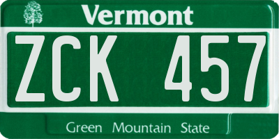 VT license plate ZCK457