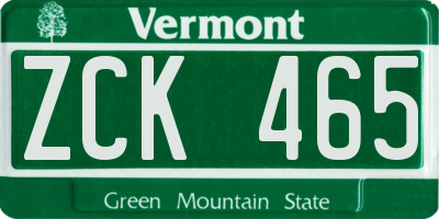 VT license plate ZCK465