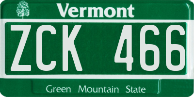 VT license plate ZCK466