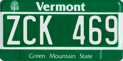 VT license plate ZCK469