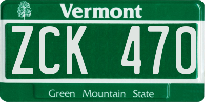 VT license plate ZCK470