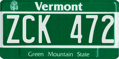 VT license plate ZCK472