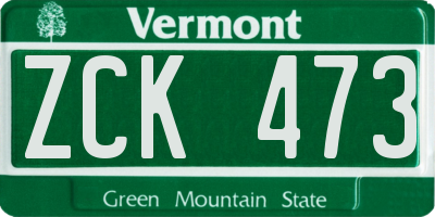 VT license plate ZCK473