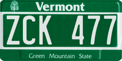 VT license plate ZCK477