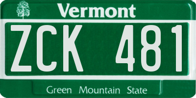 VT license plate ZCK481