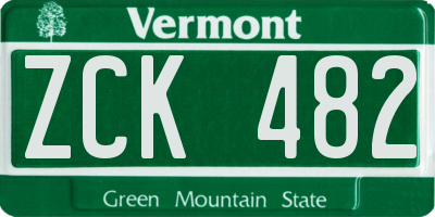 VT license plate ZCK482