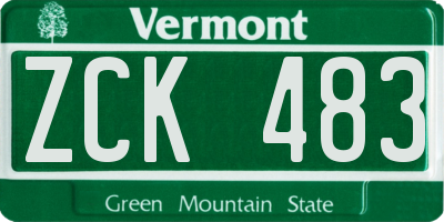 VT license plate ZCK483