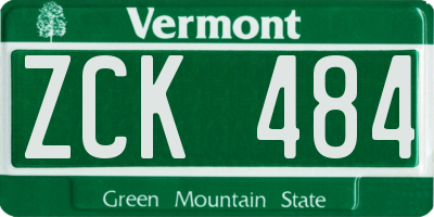 VT license plate ZCK484