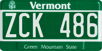 VT license plate ZCK486