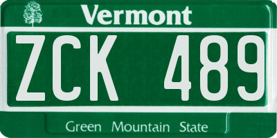 VT license plate ZCK489