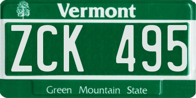 VT license plate ZCK495