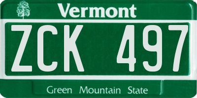 VT license plate ZCK497
