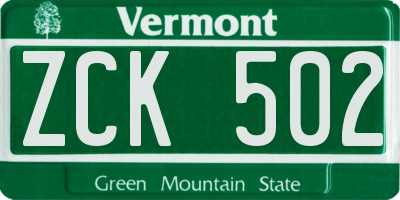 VT license plate ZCK502