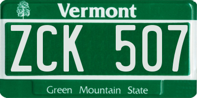 VT license plate ZCK507