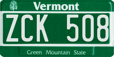VT license plate ZCK508