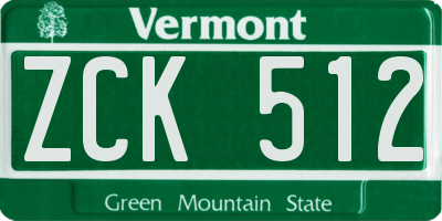 VT license plate ZCK512