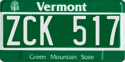 VT license plate ZCK517