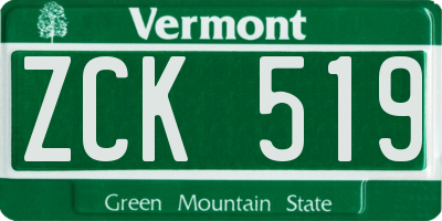 VT license plate ZCK519