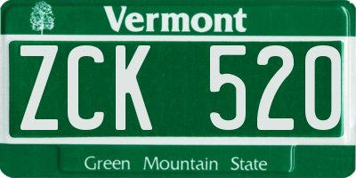 VT license plate ZCK520