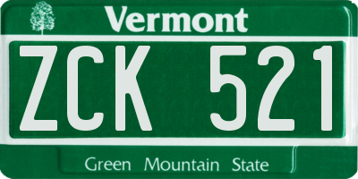 VT license plate ZCK521