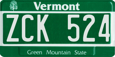 VT license plate ZCK524