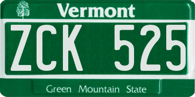 VT license plate ZCK525