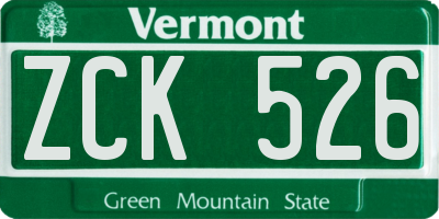 VT license plate ZCK526