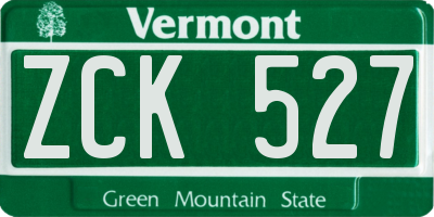 VT license plate ZCK527