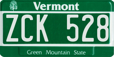 VT license plate ZCK528