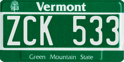 VT license plate ZCK533