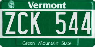 VT license plate ZCK544