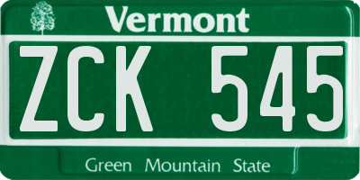 VT license plate ZCK545