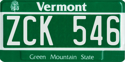 VT license plate ZCK546