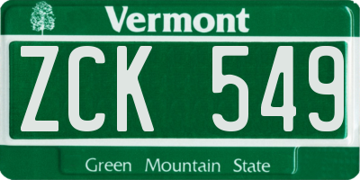 VT license plate ZCK549