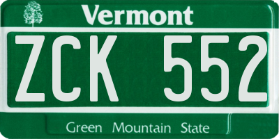 VT license plate ZCK552