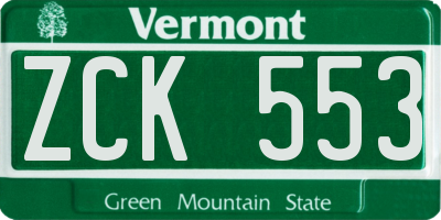 VT license plate ZCK553