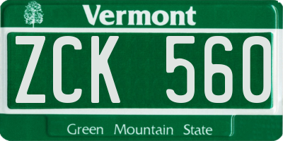 VT license plate ZCK560