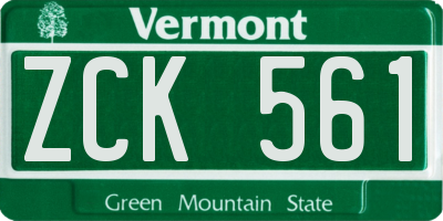 VT license plate ZCK561