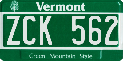 VT license plate ZCK562